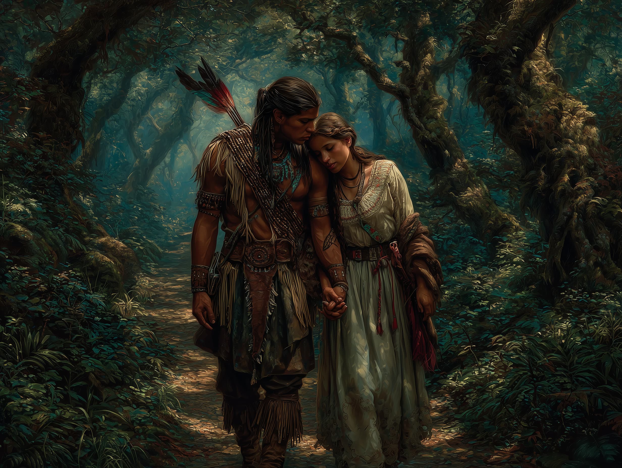 Citações de O Guarani: Peri e Cecília correm de mãos dadas pela mata atlântica.