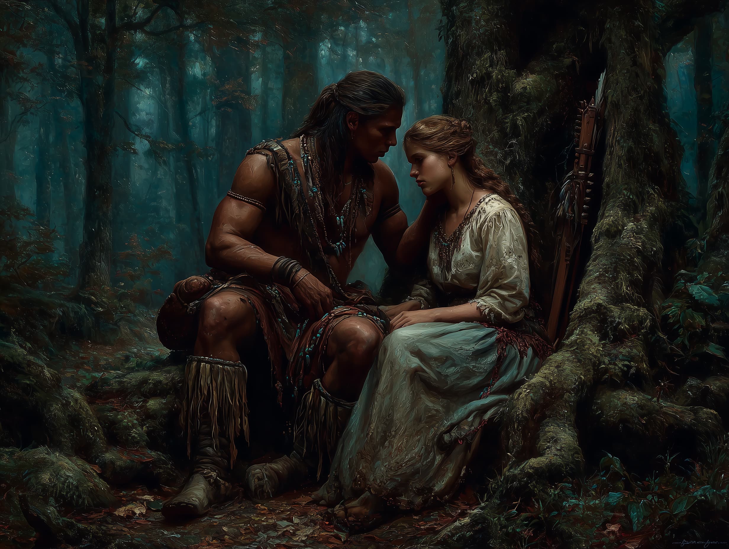 Melhores edições de O Guarani: Peri e Cecília sentados juntos.